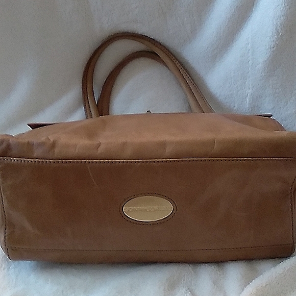 Cynthia Rowley brown genuine leather tote with striking gold hardware. - Picture 4 of 6